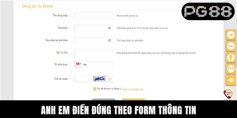 Anh em điền đúng theo form thông tin